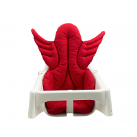 Kırmızı Melek Kanatlı Mama Sandalyesi Minderi - Çift Taraflı