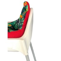 Yeşil Ormanlı ve Kırmızı Mama Sandalyesi  Minderi - Çift Taraflı