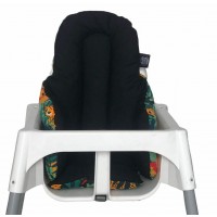 Yeşil Ormanlı ve Siyah Mama Sandalyesi  Minderi - Çift Taraflı