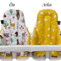 Mutlu Orman ve Sarı Yıldızlı Mama Sandalyesi Minderi - Çift Taraflı