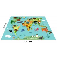 Hayvan Haritası Konseptli Oyun Halısı - 150*130