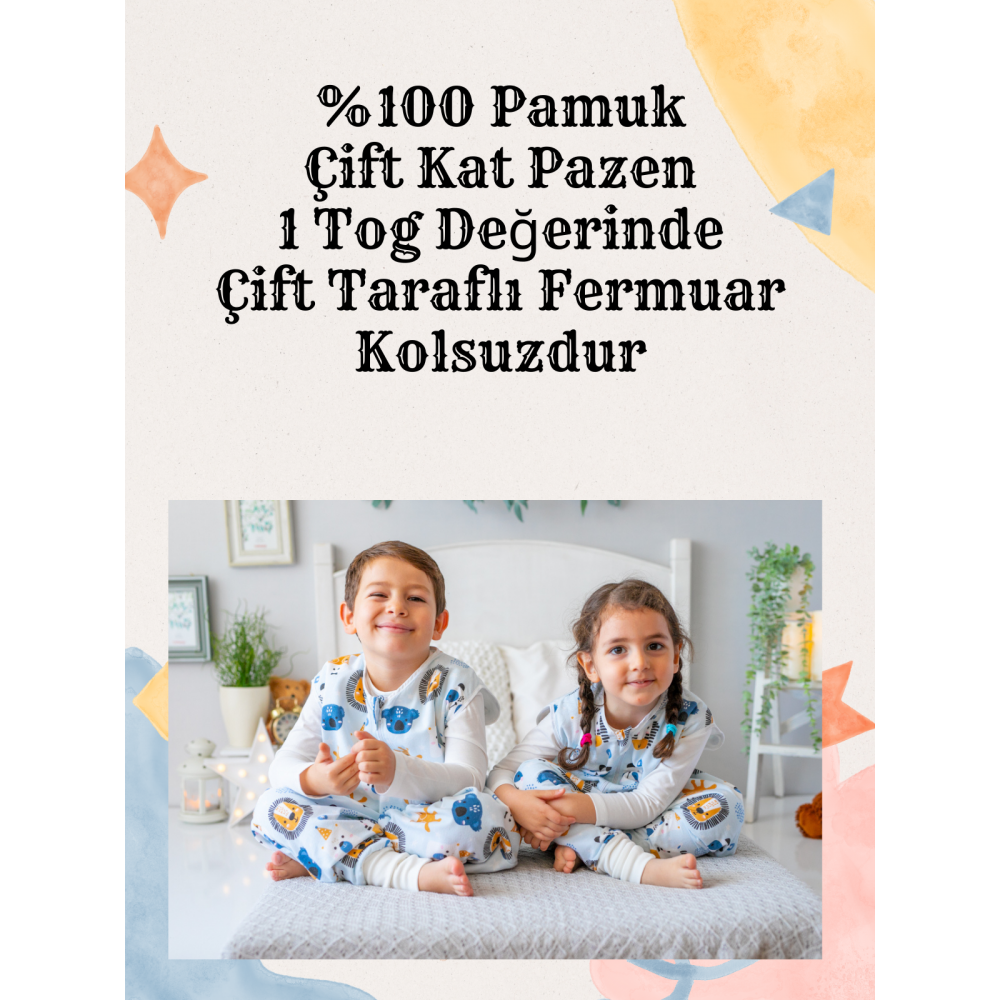 Mavi Kaplan Çift Katlı Pazen Çocuk Bebek Kışlık Uyku Tulumu (20-24 Derece Oda Sıcaklığı) 1 Tog Mavi Kaplan Çift Katlı Pazen Çocuk Bebek Kışlık Uyku Tulumu (20-24 Derece Oda Sıcaklığı) 1 Tog