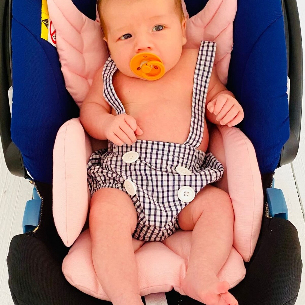 Pembe Melek Kanatlı Mama Sandalyesi Minderi - Çift Taraflı